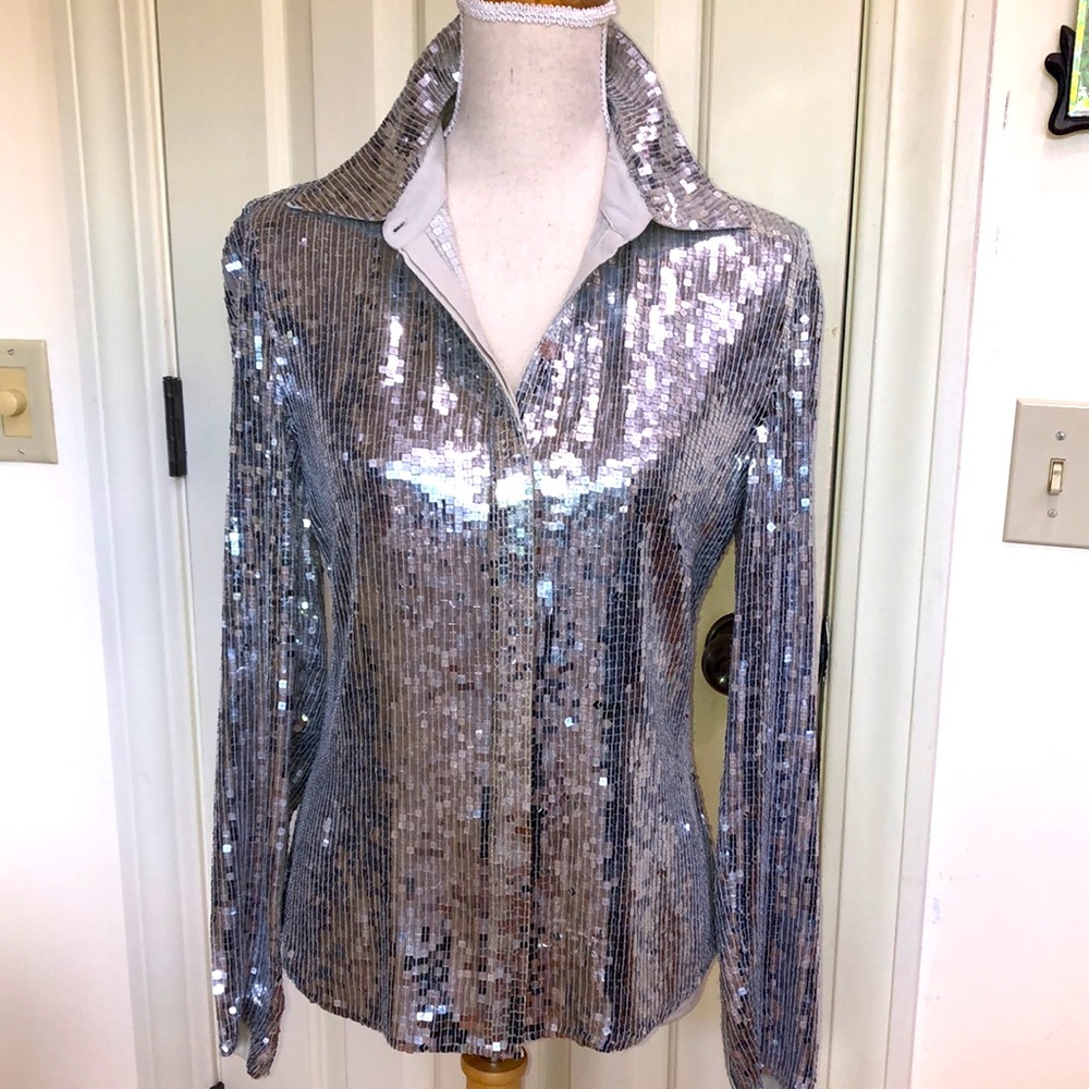 Exquisite Silver Square Sequin Blouse! - image 2